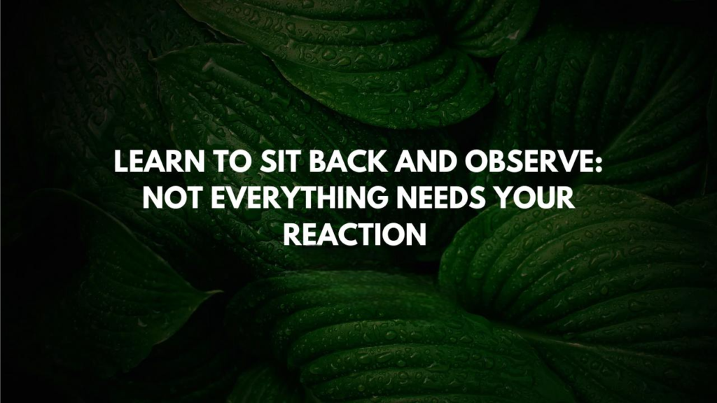 learn to sit back and observe